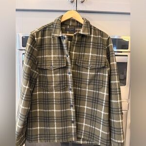 All Saints Olive Plaid Shirt Jacket